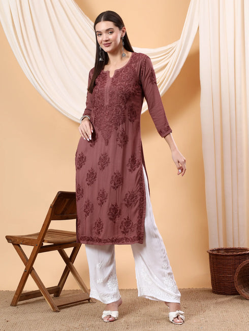 Graceful Brown Chikankari Set